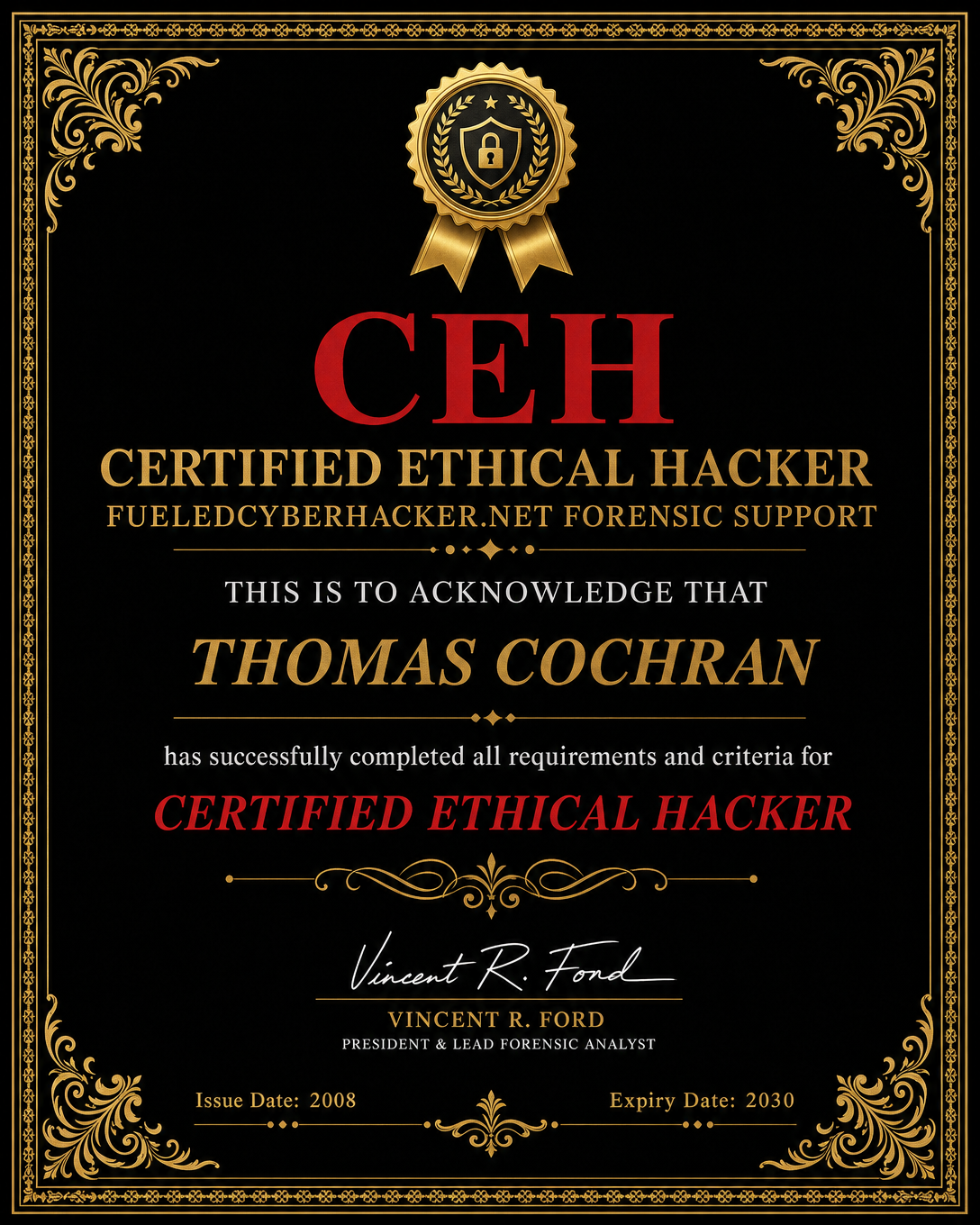 Thomas Cochran CEH Certificate